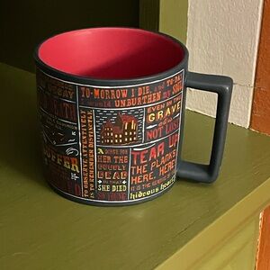 Literary Themed Black and Red Mug.  Edgar Allan Poe.  The Raven.